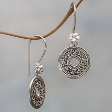 Load image into Gallery viewer, Hand Made Sterling Silver Dangle Earrings Floral Indonesia - Jepun Coins | NOVICA