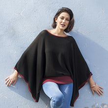 Load image into Gallery viewer, Peruvian Knit Bohemian Sweater in Black and Burgundy - Black Burgundy Dance | NOVICA