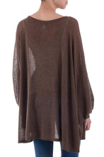 Load image into Gallery viewer, Soft Knit Bohemian Style Brown Drape Sweater from Peru - Desert Breeze | NOVICA