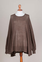 Load image into Gallery viewer, Soft Knit Bohemian Style Brown Drape Sweater from Peru - Desert Breeze | NOVICA