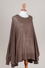 Load image into Gallery viewer, Soft Knit Bohemian Style Brown Drape Sweater from Peru - Desert Breeze | NOVICA