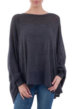 Load image into Gallery viewer, Soft Knit Bohemian Style Charcoal Drape Sweater from Peru - Charcoal Breeze | NOVICA