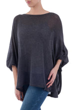 Load image into Gallery viewer, Soft Knit Bohemian Style Charcoal Drape Sweater from Peru - Charcoal Breeze | NOVICA