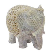 Load image into Gallery viewer, Hand Carved Soapstone Elephant Statuette from India - Elephant Royalty | NOVICA
