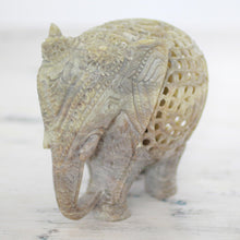 Load image into Gallery viewer, Hand Carved Soapstone Elephant Statuette from India - Elephant Royalty | NOVICA