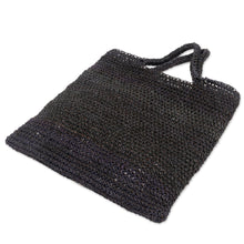 Load image into Gallery viewer, Handmade Woven Natural Fibers Grey Tote Bag from Indonesia - Tropical Slice in Grey | NOVICA