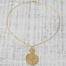 Load image into Gallery viewer, Gold Plated Sterling Silver Pendant Necklace from India - Golden Waves | NOVICA