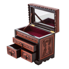 Load image into Gallery viewer, Hand Carved Wood Jewelry Box with Nazca Motif from Peru - Nazca Chamber | NOVICA