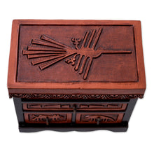 Load image into Gallery viewer, Hand Carved Wood Jewelry Box with Nazca Motif from Peru - Nazca Chamber | NOVICA