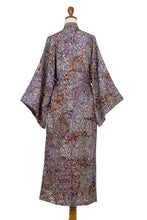 Load image into Gallery viewer, Sienna Purple Floral Batik on Rayon Long Robe from Indonesia - Floral Mansion | NOVICA