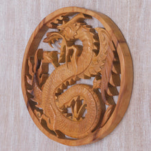 Load image into Gallery viewer, Suar Wood Wall Relief Panel of a Dragon from Indonesia - Enraged Dragon | NOVICA