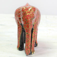 Load image into Gallery viewer, Indian Wood Painted Papier Mache Floral Elephant Sculpture - Floral Charm | NOVICA