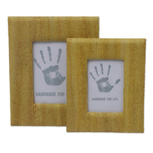 Load image into Gallery viewer, 4x6 and 3x5 Natural Fiber Rustic Photo Frames in Yellow - Rustic Memories in Yellow | NOVICA