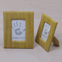 Load image into Gallery viewer, 4x6 and 3x5 Natural Fiber Rustic Photo Frames in Yellow - Rustic Memories in Yellow | NOVICA