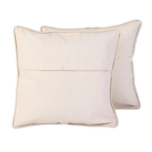 Load image into Gallery viewer, Elephant Theme Embroidered Chainstitch Cushion Covers (Pair) - Grey Indian Elephants | NOVICA