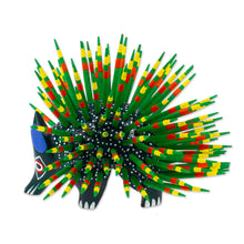Load image into Gallery viewer, Copal Wood and Maguey Mexican Porcupine Sculpture in Green - Cute Porcupine in Green | NOVICA