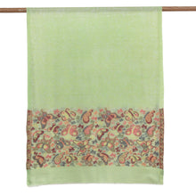 Load image into Gallery viewer, Wool Butterfly Shawl in Light Olive by Indian Artisans - Fantasy Flutter | NOVICA