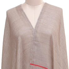 Load image into Gallery viewer, Striped Woven Wool Shawl in Tan and Coffee from India - Cream and Coffee | NOVICA
