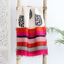 Load image into Gallery viewer, Hand Block Printed 100% Tussar Silk Shawl from India - Kolkata Joy | NOVICA