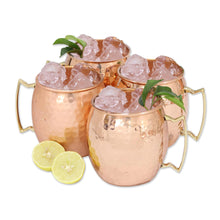Load image into Gallery viewer, Set of Four Hand Crafted Copper and Brass Mugs from India - Tavern Style | NOVICA
