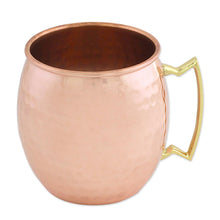 Load image into Gallery viewer, Set of Four Hand Crafted Copper and Brass Mugs from India - Tavern Style | NOVICA