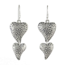 Load image into Gallery viewer, Floral Heart-Shaped Sterling Silver Earrings from Thailand - Flowering Love | NOVICA