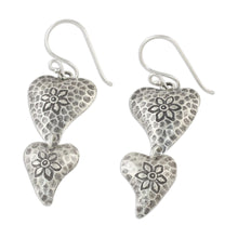 Load image into Gallery viewer, Floral Heart-Shaped Sterling Silver Earrings from Thailand - Flowering Love | NOVICA