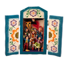 Load image into Gallery viewer, Tornillo Wood Dance-Themed Retablo by Peruvian Artisans - Danza de las Tijeras | NOVICA