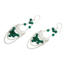Load image into Gallery viewer, Sterling Silver and Agate Chandelier Earrings from Bali - Crescent Palace | NOVICA