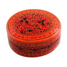Load image into Gallery viewer, Orange and Red Papier Mache Decorative Box from India - Serene Delight | NOVICA