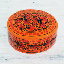 Load image into Gallery viewer, Orange and Red Papier Mache Decorative Box from India - Serene Delight | NOVICA