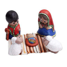 Load image into Gallery viewer, Artisan Crafted 5-Piece Mini Ceramic Nativity Scene - Christmas Innocence | NOVICA