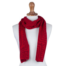 Load image into Gallery viewer, Alpaca Blend Wrap Scarf in Paprika and Chili from Peru - Paprika Chan Chan | NOVICA