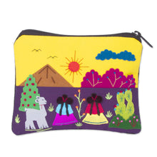 Load image into Gallery viewer, Embroidered Multicolor Cotton Blend Coin Purse from Peru - Andean Sunrise | NOVICA