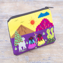 Load image into Gallery viewer, Embroidered Multicolor Cotton Blend Coin Purse from Peru - Andean Sunrise | NOVICA
