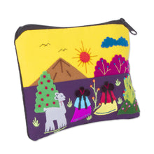 Load image into Gallery viewer, Embroidered Multicolor Cotton Blend Coin Purse from Peru - Andean Sunrise | NOVICA