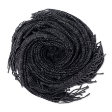 Load image into Gallery viewer, Throw Blanket with Diamond Motifs in Smoke and Black - Smoky Black Diamonds | NOVICA