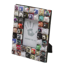 Load image into Gallery viewer, 3x5 Recycled Paper Photo Frame with Multicolored Squares - Square Shrines | NOVICA