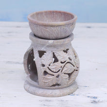 Load image into Gallery viewer, Handcrafted Leaf Motif Soapstone Oil Warmer from India - Garden of Leaves | NOVICA