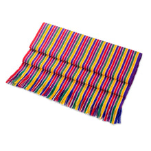 Load image into Gallery viewer, Multicolor Striped Cotton Table Runner from Guatemala - Path of Happiness | NOVICA