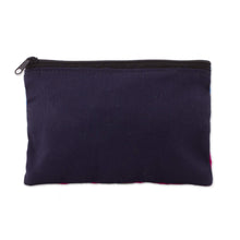 Load image into Gallery viewer, Patchwork Fair Trade Cosmetic Case with Peruvian Landscape - Blue Alpaca Afternoon | NOVICA