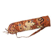Load image into Gallery viewer, Cotton Batik Yoga Mat Bag with Floral Motifs from Bali - Madura Flowers | NOVICA