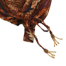 Load image into Gallery viewer, Cotton Batik Yoga Mat Bag with Floral Motifs from Bali - Madura Flowers | NOVICA
