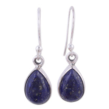 Load image into Gallery viewer, Lapis Lazuli and Sterling Silver Hook Earrings from India - Be True | NOVICA