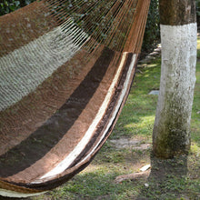 Load image into Gallery viewer, Handwoven Mayan Striped Double Hammock in Brown from Mexico - Near the Sea | NOVICA