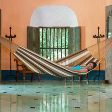 Load image into Gallery viewer, Handwoven Mayan Striped Double Hammock in Brown from Mexico - Near the Sea | NOVICA