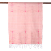 Load image into Gallery viewer, Hand Woven Peach and Off White Cotton Scarf from India - Ebullient in Peach | NOVICA