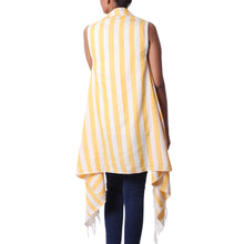 Load image into Gallery viewer, Hand Woven 100% Cotton Beach Kimono from India - Beach Lover in Marigold | NOVICA