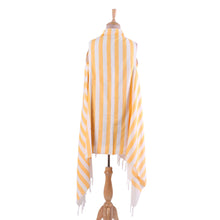 Load image into Gallery viewer, Hand Woven 100% Cotton Beach Kimono from India - Beach Lover in Marigold | NOVICA