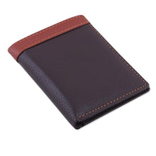 Load image into Gallery viewer, Handsome Leather Wallet for Men in Espresso Brown and Sienna - Espresso Sienna Harmony | NOVICA